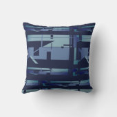 ミュート青いティール（緑がかった色）ネイビー南西の外観ムラのあるモザイク クッション (裏面)