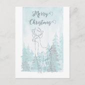 ミュート青のグリーンライントナカイ冬のクリスマス シーズンポストカード (正面)