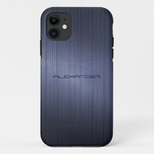 ミュート青メタリックルックパターンモノグラム iPhone 11 ケース