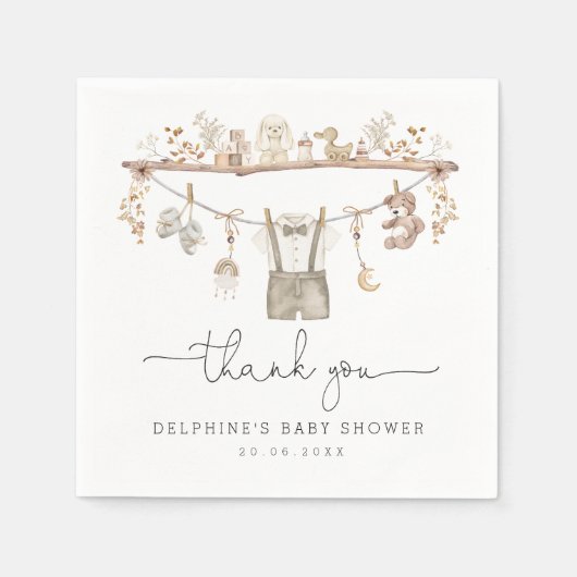 ミュートBohemian赤ちゃん服Boy赤ちゃんシャワー スタンダードカクテルナプキン (正面)