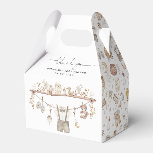 ミュートBoho子供部屋服おもちゃ男の子ベイビーシャワー フェイバーボックス (裏面サイド)