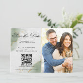 ミュートSage写真とQRコード日付を保存 招待状 (スタンド正面)