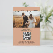 ミュートTerracottaミニマルQRコードフォト結婚ズ 出欠カード (スタンド正面)