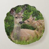 ミュールジカのメスと子鹿 ラウンドクッション (裏面)