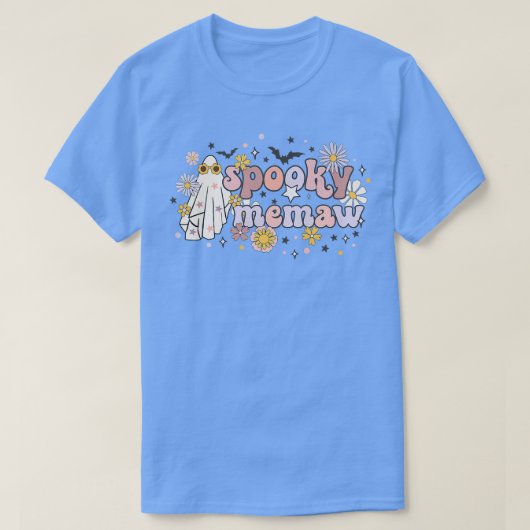 ミュー不気味レトログルーヴィキュート幽霊ハロウィーンコス Tシャツ (デザイン正面)