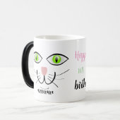 ミュー、ネコ緑の目ハッピーペモダンット モーフィングマグカップ (正面左)