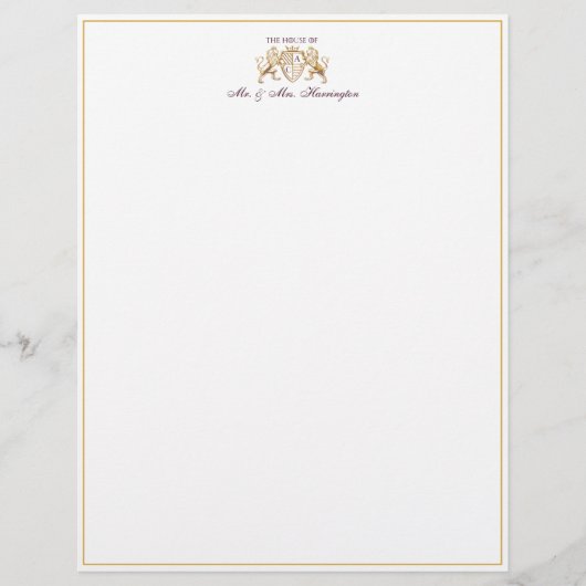 ミュ王室のーゼ中世ライオンクレスト&フローラ結婚ズ レターヘッド (正面)