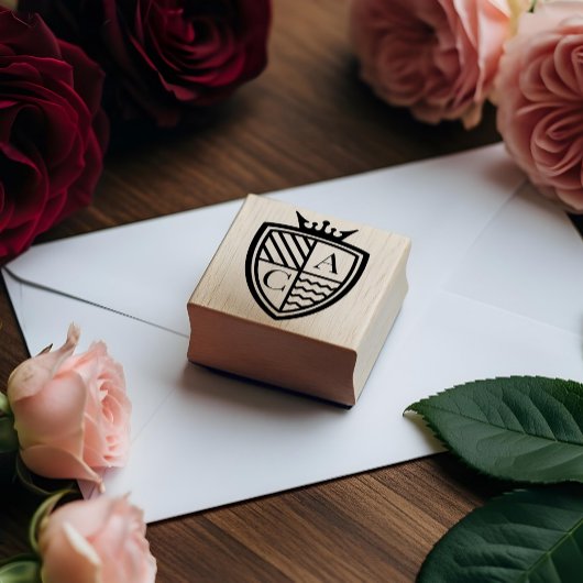 ミュ王室のー中世クラウンモノグラムクレスト結婚 ラバースタンプ