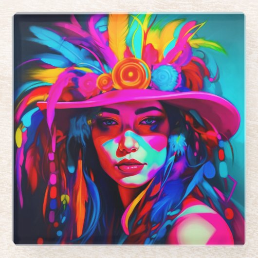 ミュ鮮やかー ガラスコースター (正面)