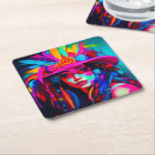 ミュ鮮やかー スクエアペーパーコースター (アングル)