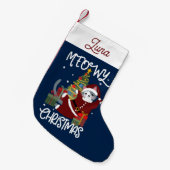 ミョイクリスマスかわいいおもしろい猫 スモールクリスマスストッキング (正面 (吊り時))