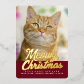 ミョイクリスマスかわいい猫フォトクリスマス 箔シーズンカード (正面)