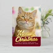 ミョイクリスマスかわいい猫フォトクリスマス 箔シーズンカード (立ち正面)