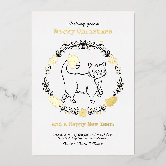 ミョイクリスマスかわいい猫 箔シーズンカード (正面)