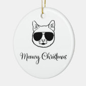 『ミョイ・クリスマス』クールの猫の色合い セラミックオーナメント (左)