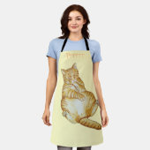 ミョウガの子猫を寝かしたかわいい猫 エプロン (着用した状態)