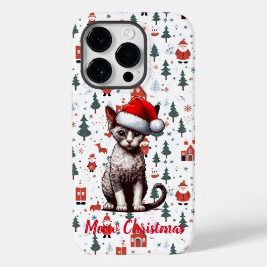 ミョークリスマスデボンレックスキャット、クリスマスサンタ子猫 Case-Mate iPhoneケース (裏面)