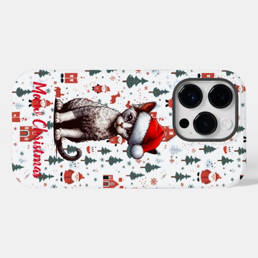 ミョークリスマスデボンレックスキャット、クリスマスサンタ子猫 Case-Mate iPhoneケース (裏面 (横))
