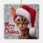 ミョークリスマスデボンレックス猫、クリスマスサンタ猫 セラミックオーナメント (裏面)