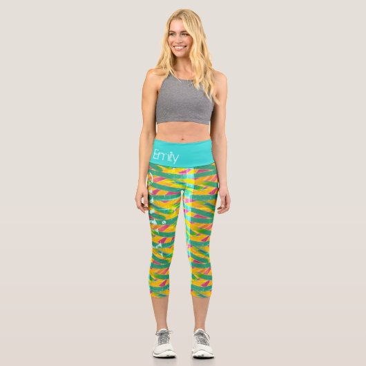 ミラカラフループシームレスデザインパーソナライズされたC カプリレギンス (正面)