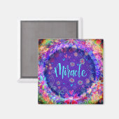 ミラクルかわいらしパープルフローラモダンインスピレーション マグネット (正面/裏面)