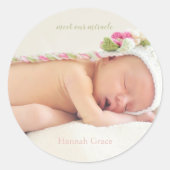 ミラクルな出会い | 女の子の誕生発表 ラウンドシール (正面)