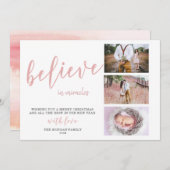 ミラクルを信じて ⎢ ほんのりピンクのフォトホリデーカード シーズンカード (正面/裏面)