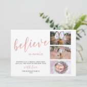 ミラクルを信じて ⎢ ほんのりピンクのフォトホリデーカード シーズンカード (スタンド正面)