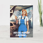 ミラクルワーカおもしろいメス整備士誕生日 カード (正面)