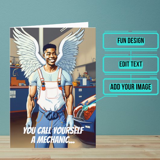 ミラクルワーカーブラック整備士誕生日 カード