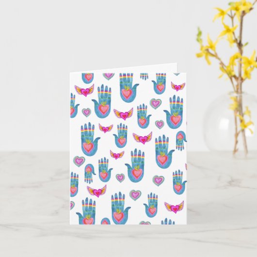 ミラグロスフレーミングハートウォーターカラーキュートバレンタイン カード (黄色い花)