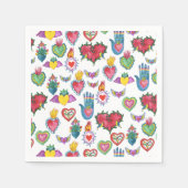 ミラグロスフレーミングハートウォーターカラーバレンティンラブ スタンダードカクテルナプキン (正面)