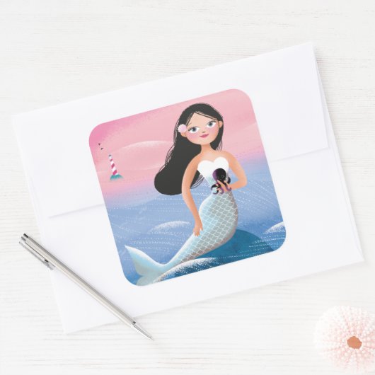 ミラザマーメイドイラストレーション スクエアシール (封筒)