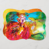 ミラドリーナ 仮面舞踏会 黄色 茶色 赤 緑 招待状 (正面/裏面)