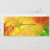 ミラドリーナ、輝く黄色と茶色と赤と緑の閃光 招待状 (裏面)