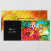 ミラドリーナ、輝く黄色と茶色と赤と緑の閃光 招待状 (正面/裏面)