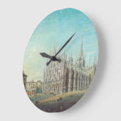 ミラノのピアッツァデルドゥオモbyカルロボッソリ ラージ壁時計 (傾斜)