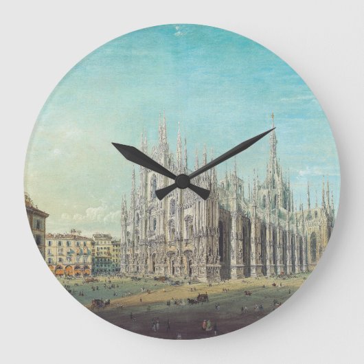 ミラノのピアッツァデルドゥオモbyカルロボッソリ ラージ壁時計 (正面)
