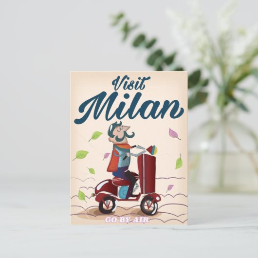 ミラノのマンガヴィンテージ旅行ポスターを参照 ポストカード (スタンド正面)