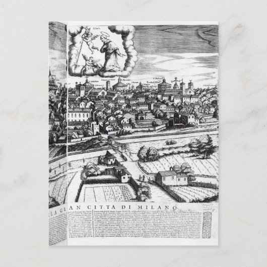 ミラノの地図の一部分, 1640 ポストカード (正面)