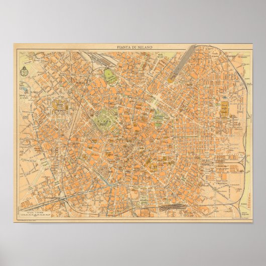 ミラノの地図 – イタリア，ミラノの地図 ポスター (正面)