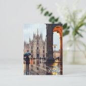 ミラノの雨の日 イタリア 旅行 ポストカード (スタンド正面)