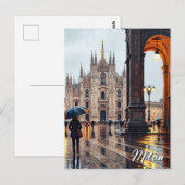 ミラノの雨の日 イタリア 旅行 ポストカード (正面/裏面)