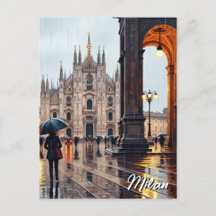 ミラノの雨の日 イタリア 旅行 ポストカード