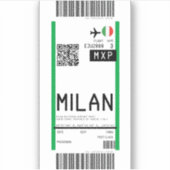 ミラノへの搭乗券(MXP) シール (正面)