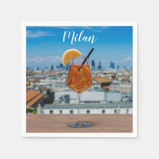 ミラノを望むテーブルの上にスピリッツのカクテル スタンダードカクテルナプキン (正面)