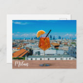 ミラノを望むテーブルの上にスピリッツのカクテル ポストカード (正面/裏面)