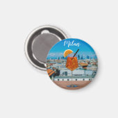 ミラノを望むテーブルの上にスピリッツのカクテル マグネット (正面/裏面)