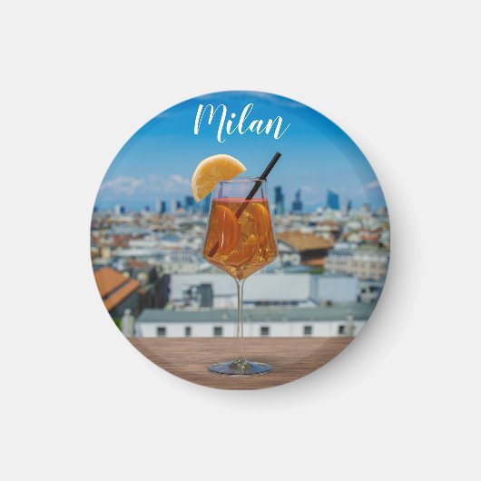 ミラノを望むテーブルの上にスピリッツのカクテル マグネット (正面)