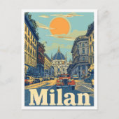 ミラノイタリアアートヴィンテージトラベルイラストレーション ポストカード (正面)